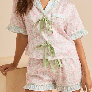 Altar'd State Pink and Green Floral Pajama Set